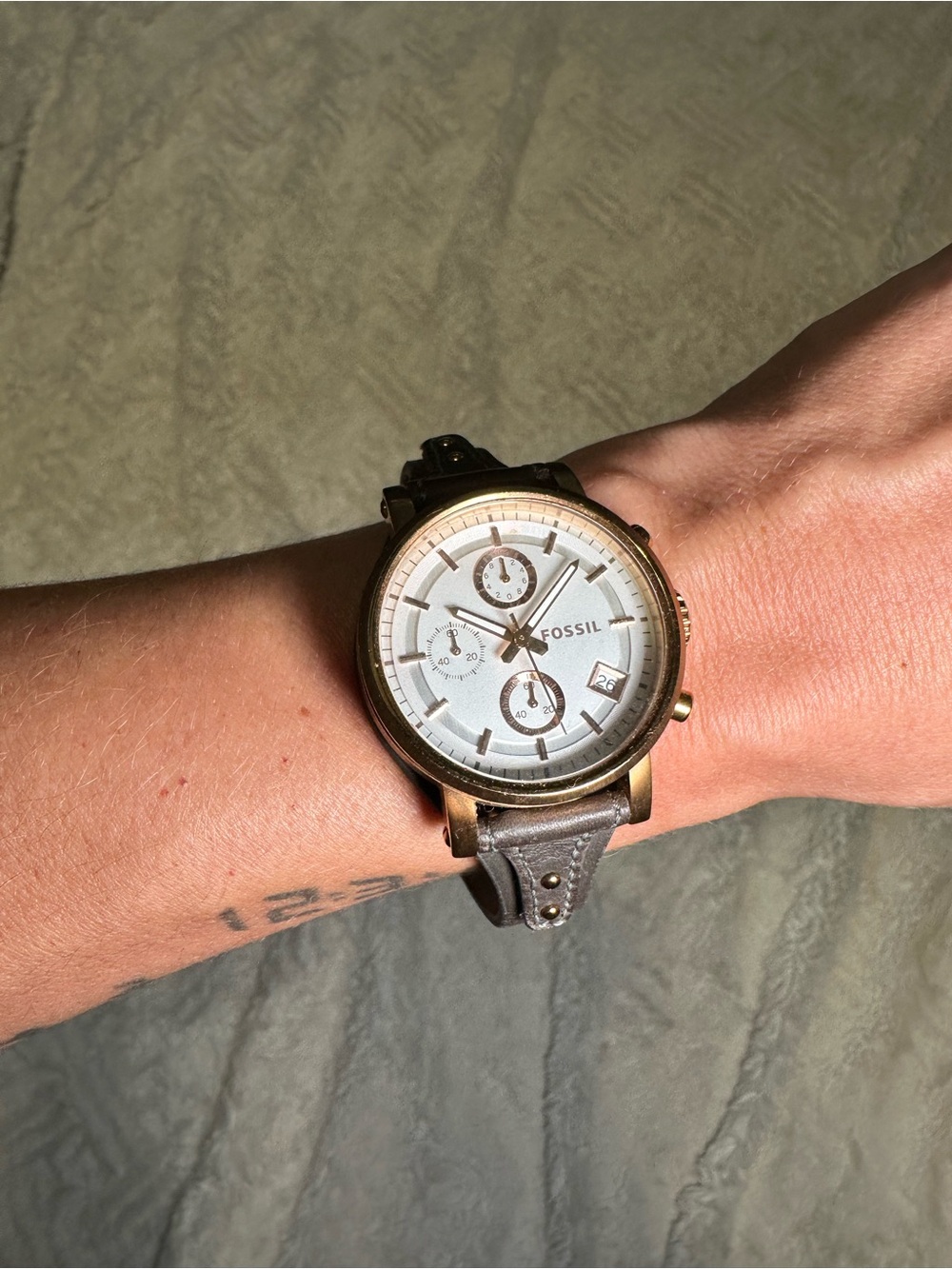 Fossil Leather Strap Chronograph Watch